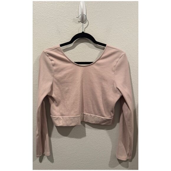 VICTORIA'S SECRET Pink Open Back Long Sleeve Crop Top - Picture 1 of 6